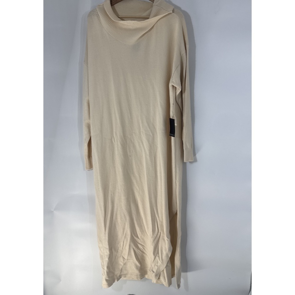 NWT Eloquii Funnel Neck Long Sweater Dress Cream Size 22/24